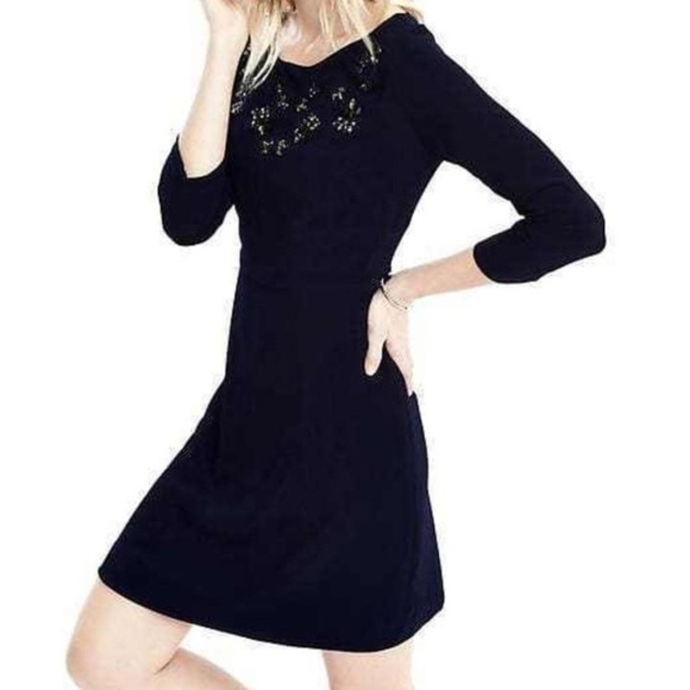 Banana Republic Navy Blue Embellished Dress